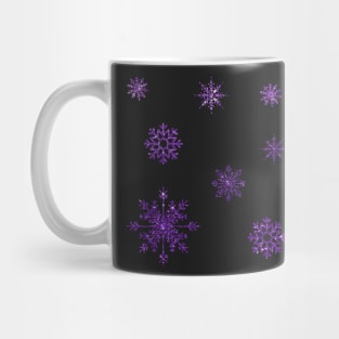 Purple Faux Glitter Snowflakes Mug